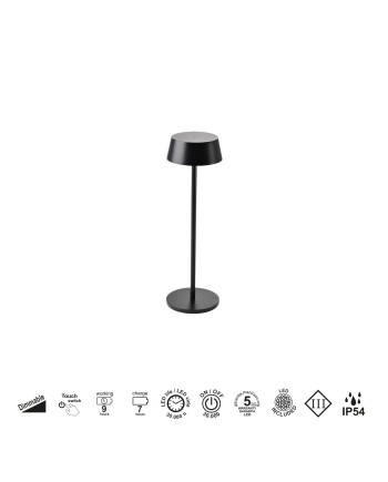 K4 * FAROL NEGRO EXTERIOR PORTATIL LED IP54 3000K